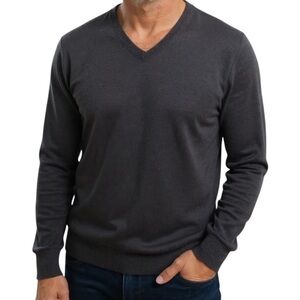 Magaschoni Men's V-Neck Black Cashmere Sweater